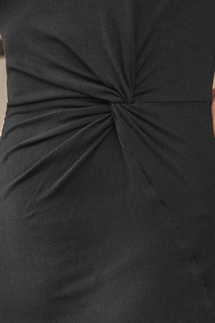 Harmoni Black Twist Front Bodycon Dress