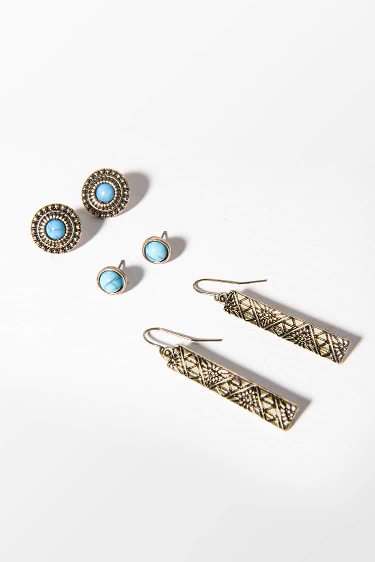 Boho-Ohrringe mit Geometrischem Print