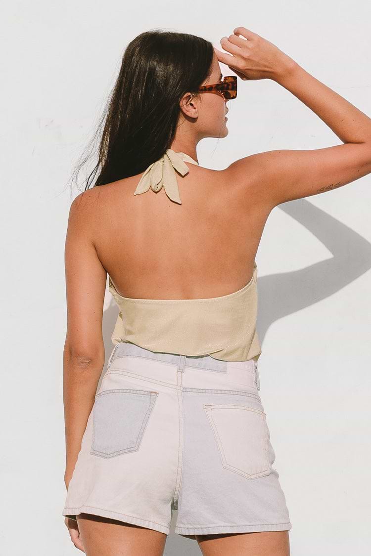 Adelina V-neck Halter Middle Cut Bodysuit