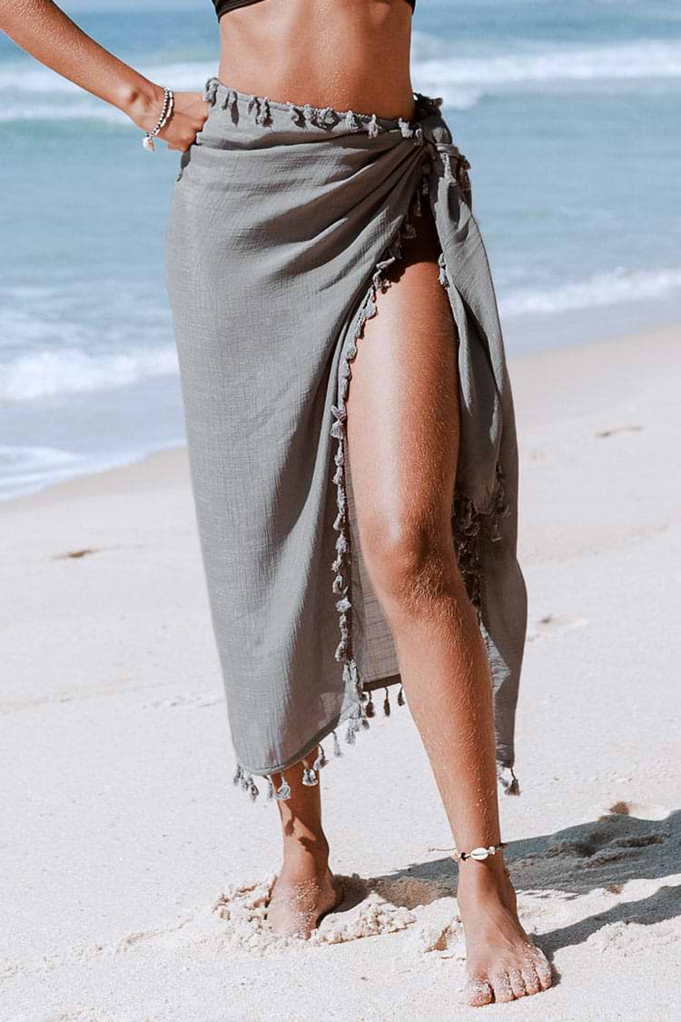Sarong mit Quasten in Grau