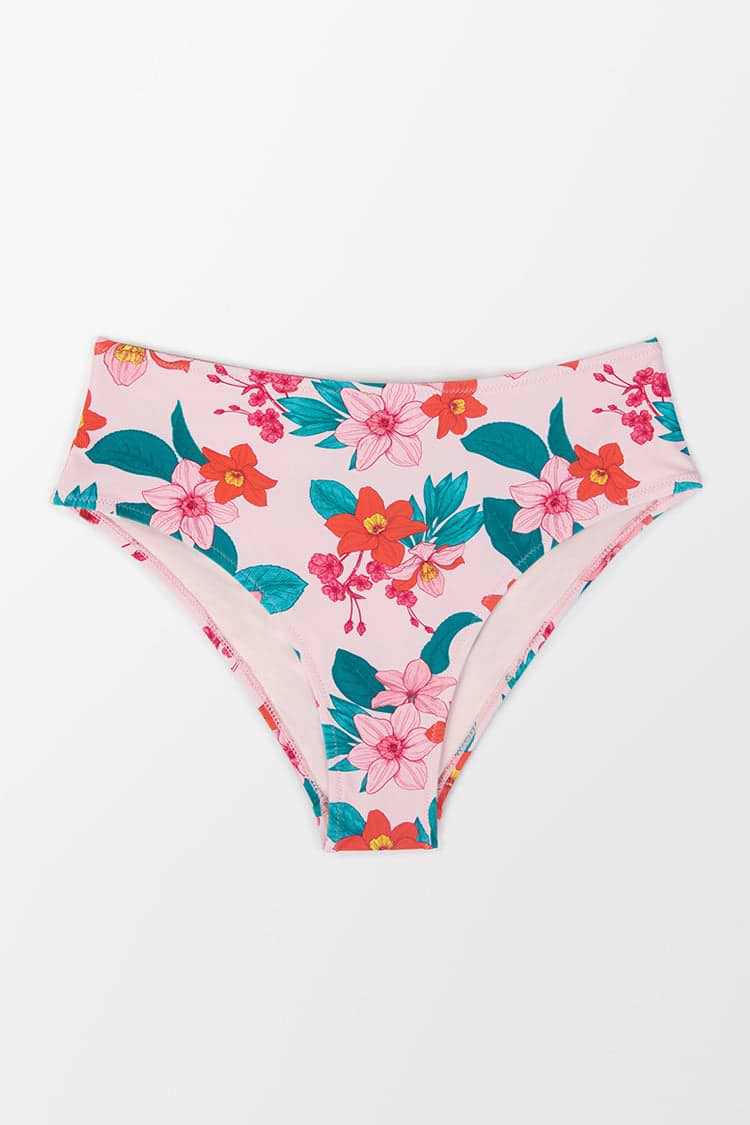 Mittlere Taille Bikinihose mit Blumenmuster