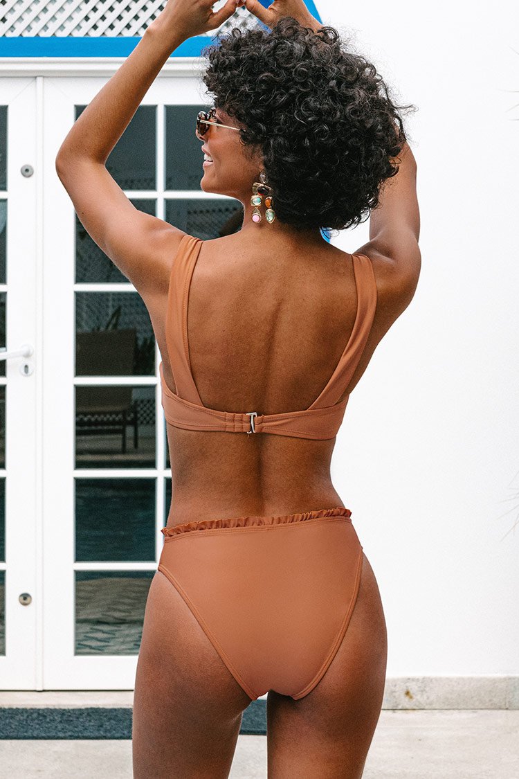 Raw Sienna Knot Front High Waist Bikini Swimsuit