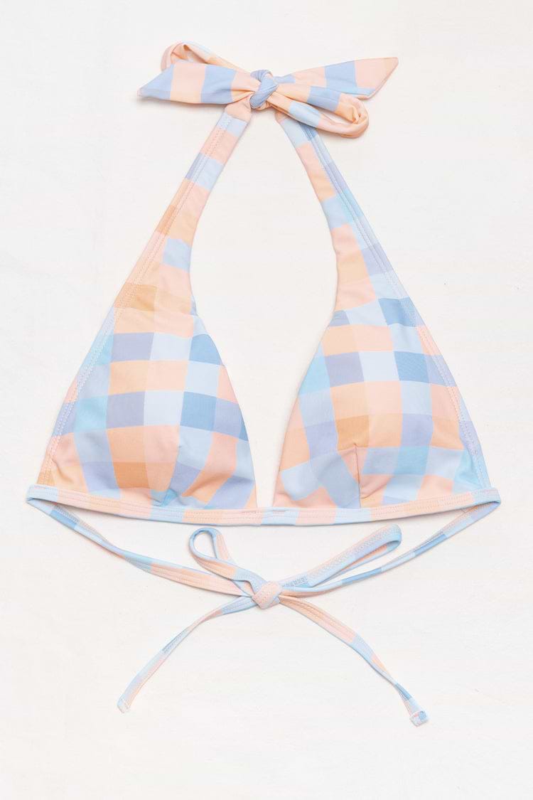 Neckholder-Bikinioberteil mit Karomuster