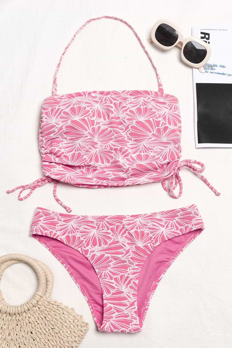 Neckholder Tankini mit Kordelzug und Jacquard-Muster