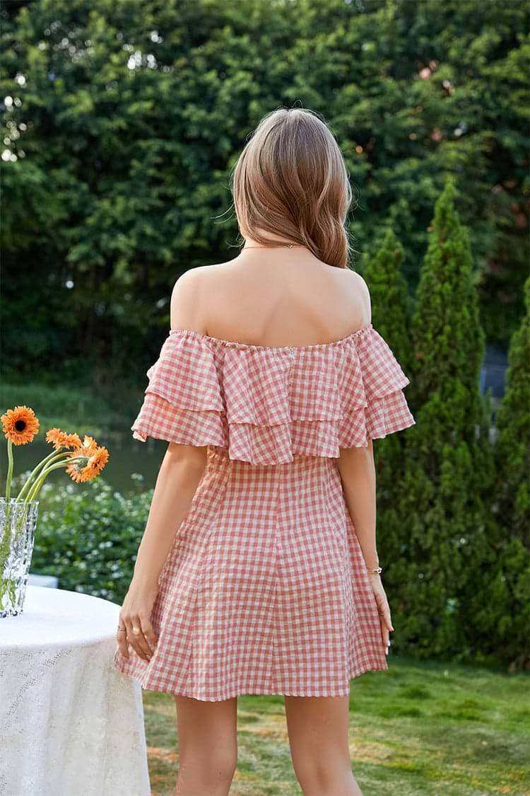 Erma Off-Shoulder Mini Length A-Shape Dress