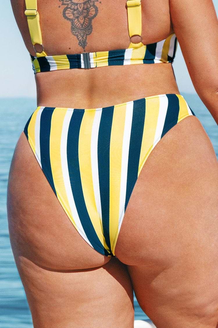 Calzón de bikini Michelle a estampado rayas para tallas grandes