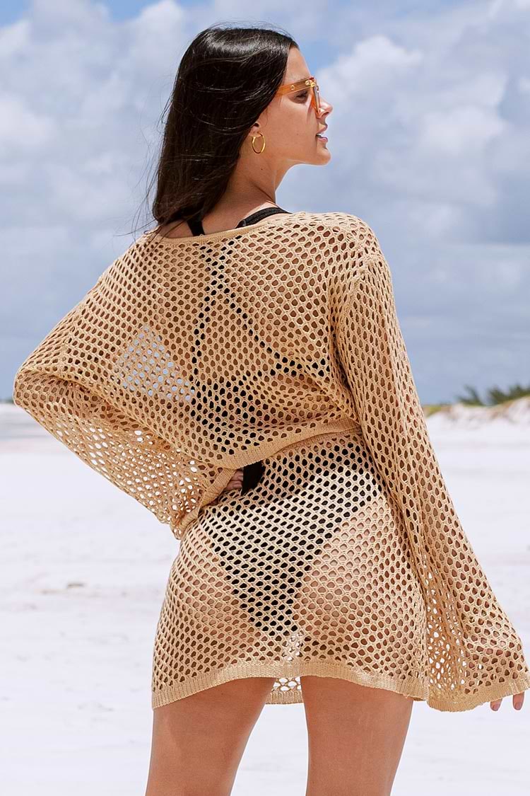 Hermosa Drop Shoulder Sleeve Crochet Coverup Set