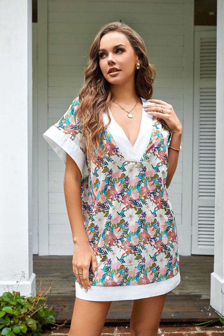 Delores Plunge Short Sleeve Tunic