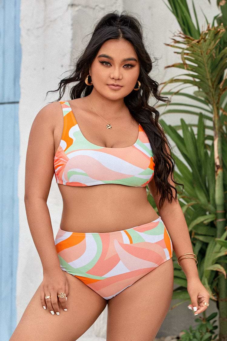 Plus Size Tummy Control Multi Bikini Swimsuit