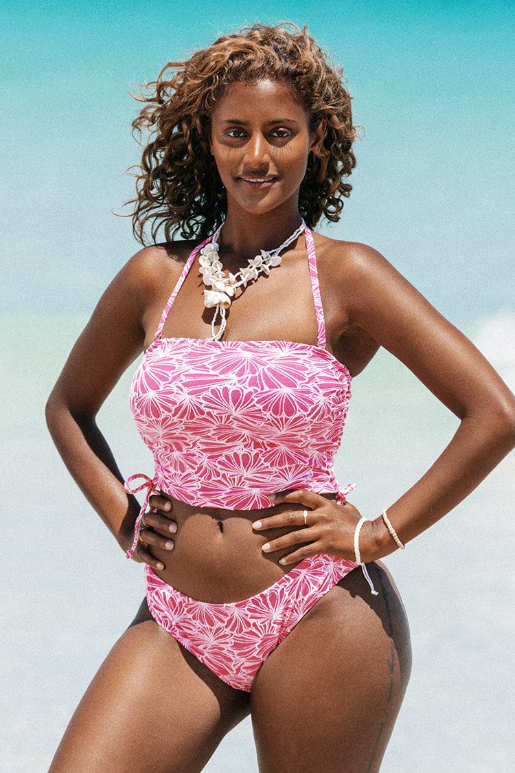 Tankini licou jacquard avec cordon de serrage