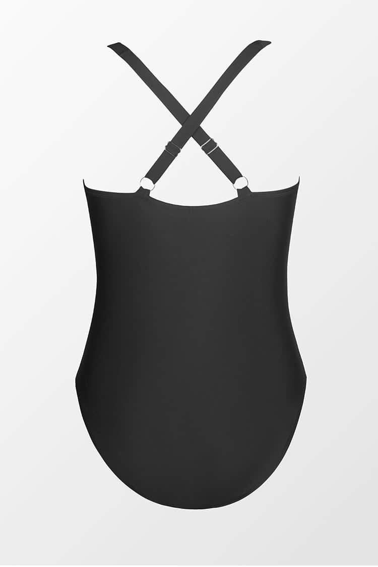 Plus Size Black Plunge Tummy Control One Piece Swimsuit