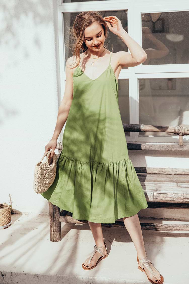 Ada Green Pull Over A-Shape Dress