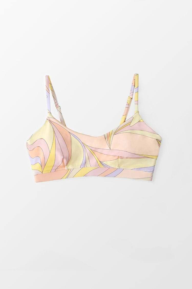 Sujetador deportivo estampado abstracto flor de azahar