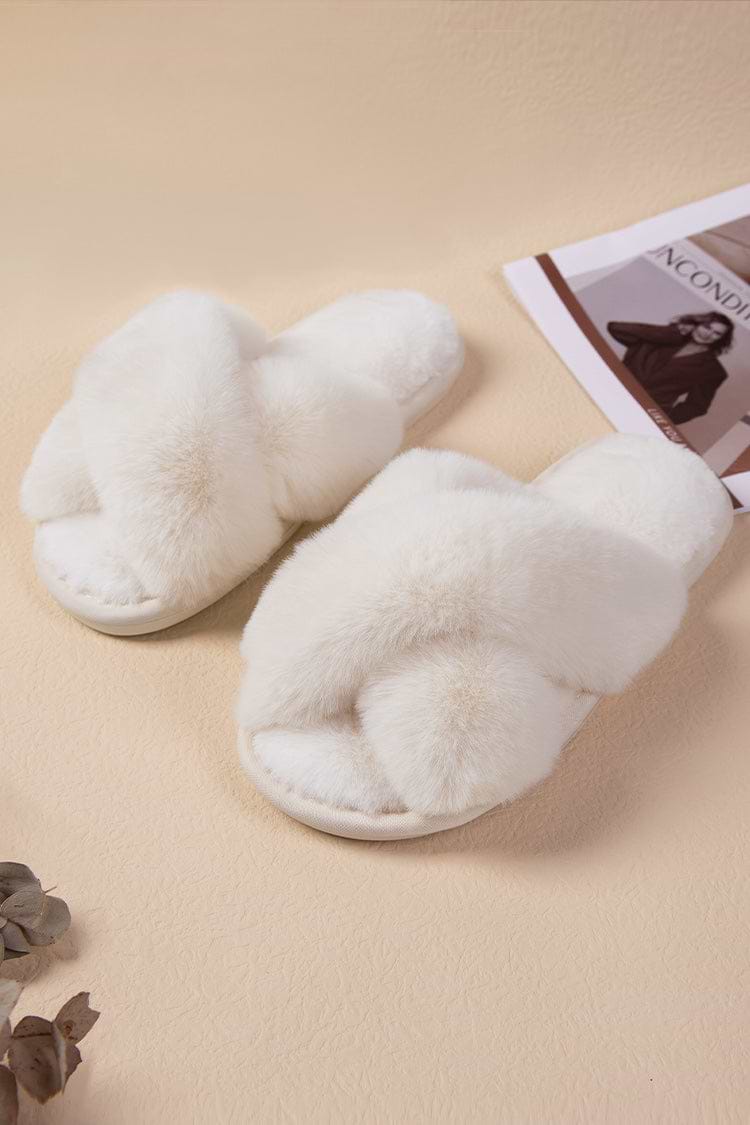 Karter White Cross Strap Slippers