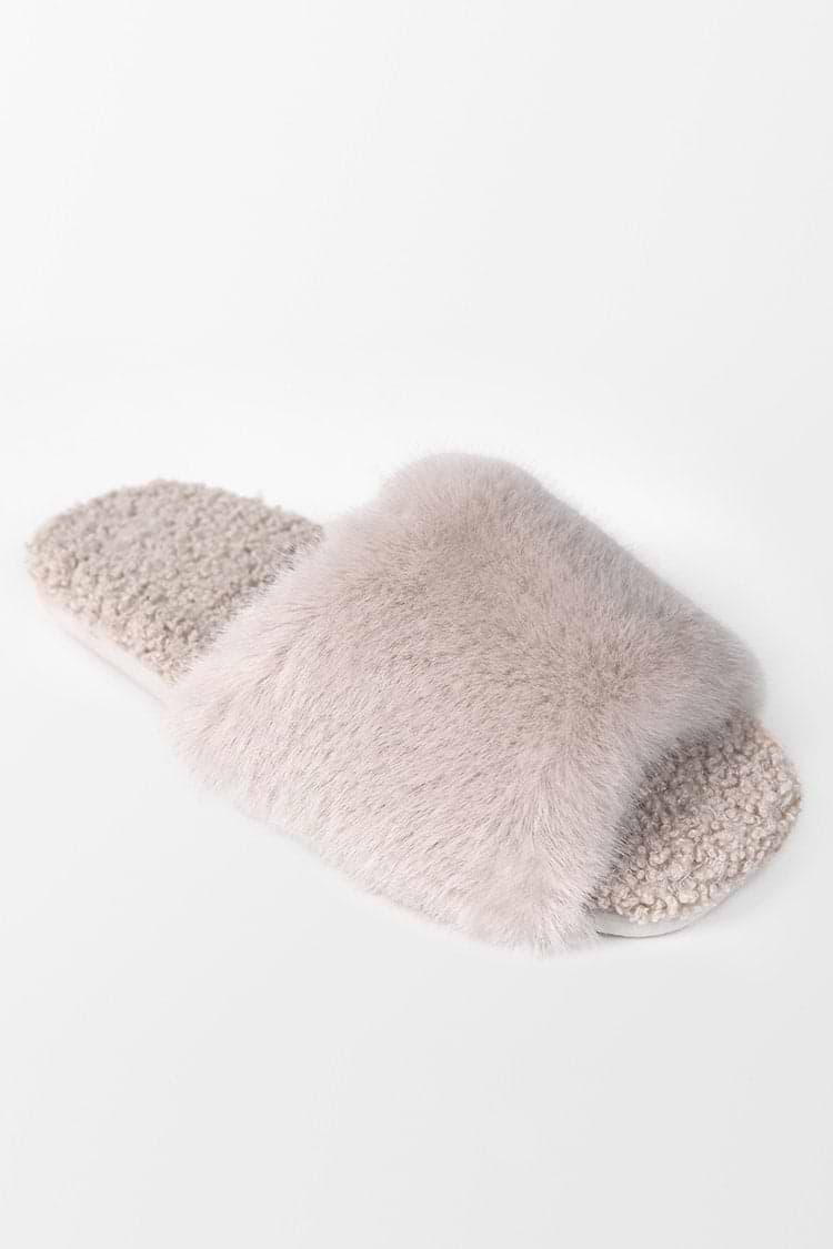 Ravenna Plush Faux Rabbit Fur Slippers