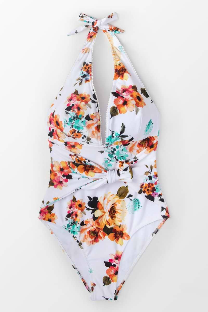Bañador Floral con Lazo en la Cintura