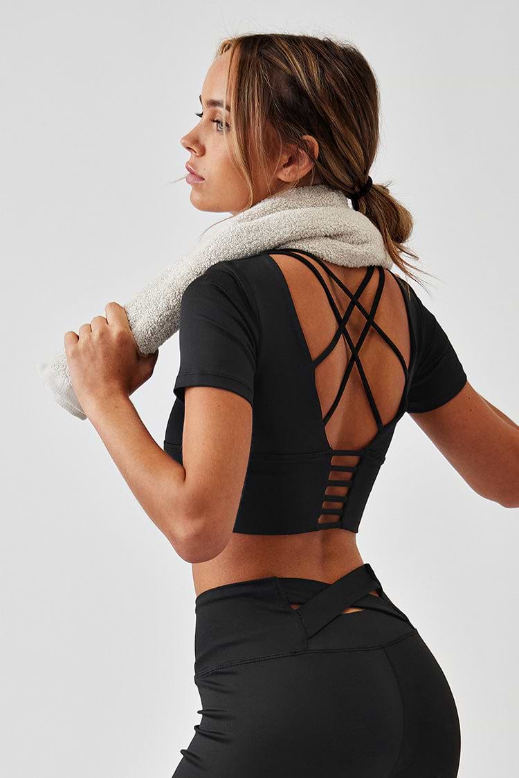 Sweatshirt mit U-Ausschnitt und Riemchen-Rücken