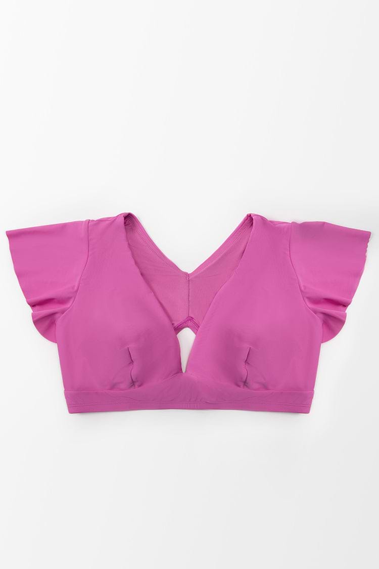 Haut de bikini grande taille à manches volantées