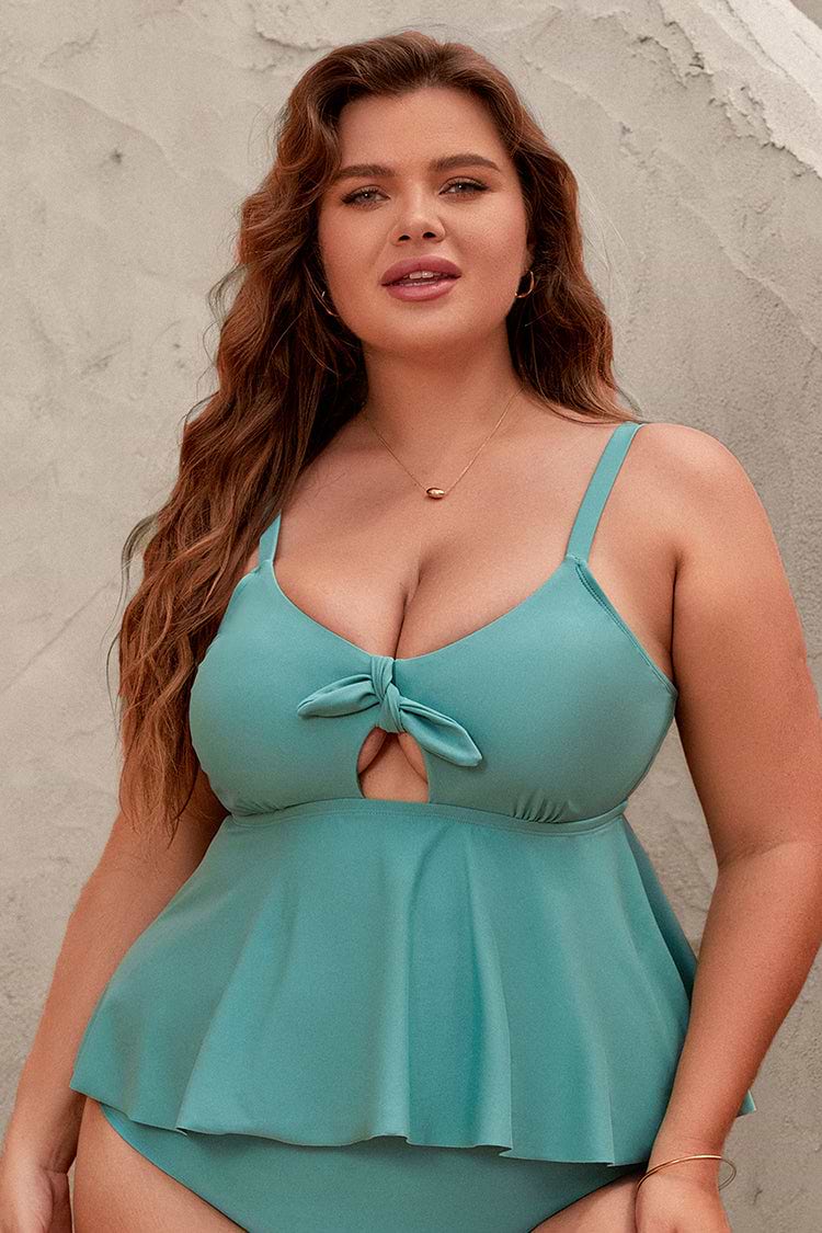 Tankini grande taille avec nœud sur le devant