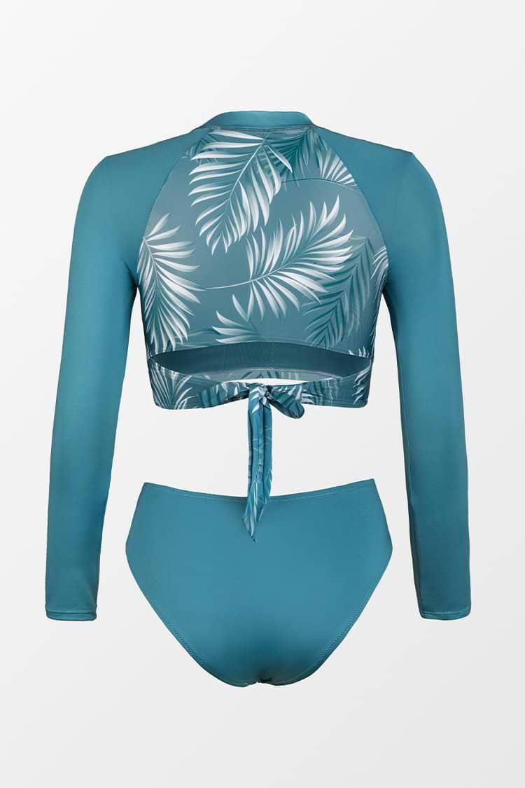 Abbey Tropical Back Tie Long Sleeve Tankini