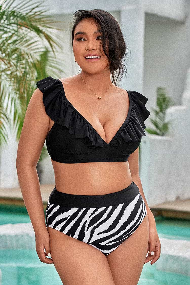 Joelle Zebra Striped Plus Size Bikini Bottom
