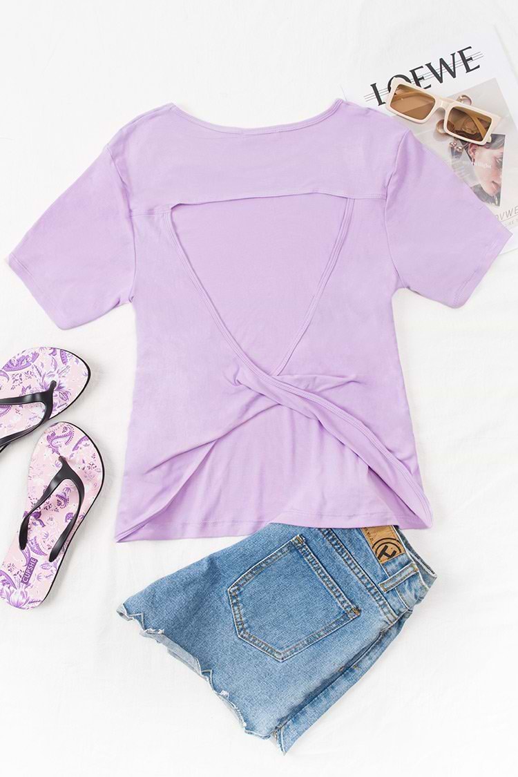 Malaga Round Neck Cut Out Short Sleeve Sweatshirt