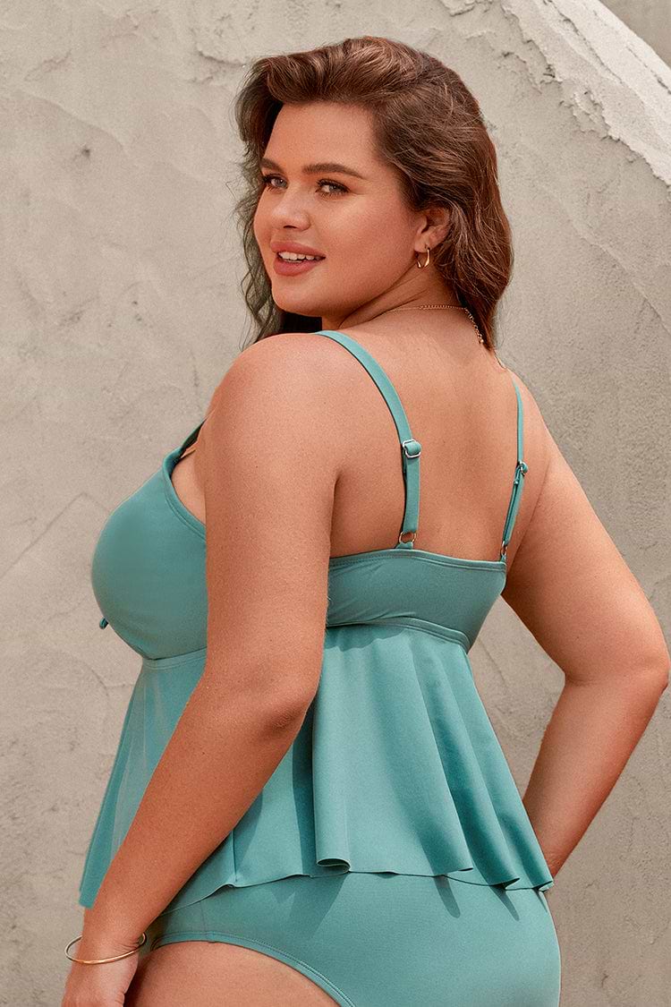 Tankini grande taille avec nœud sur le devant