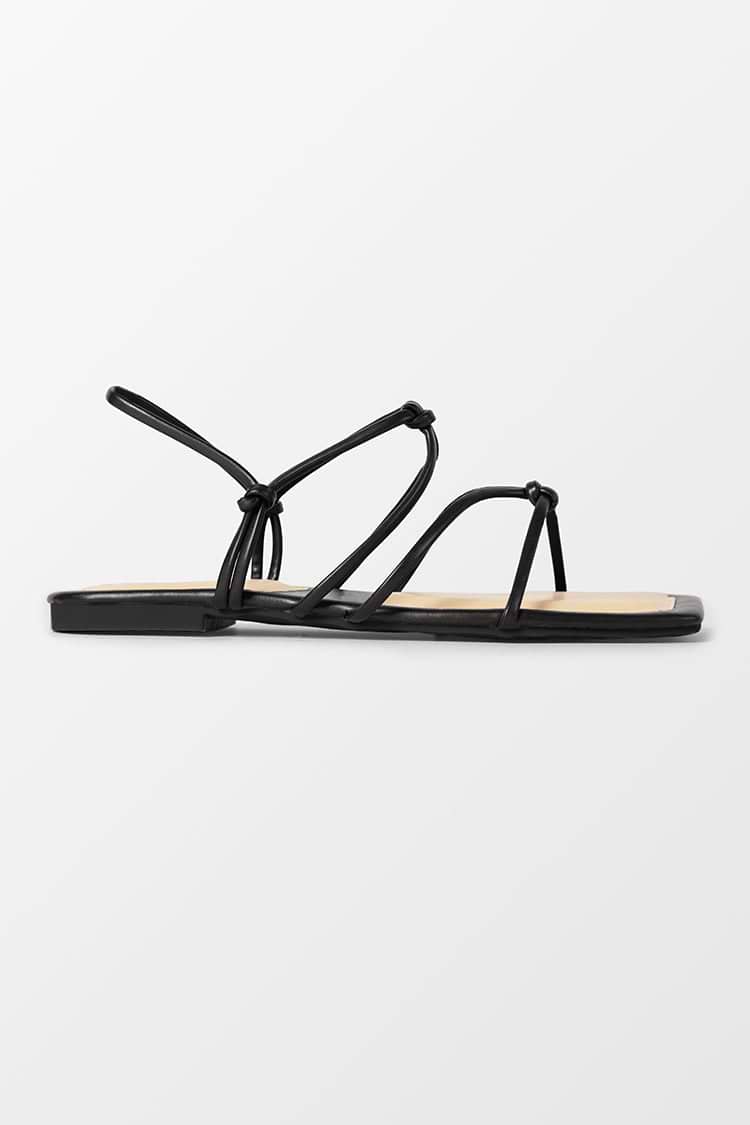Flirt Black Square Toe Double-strap Sandals