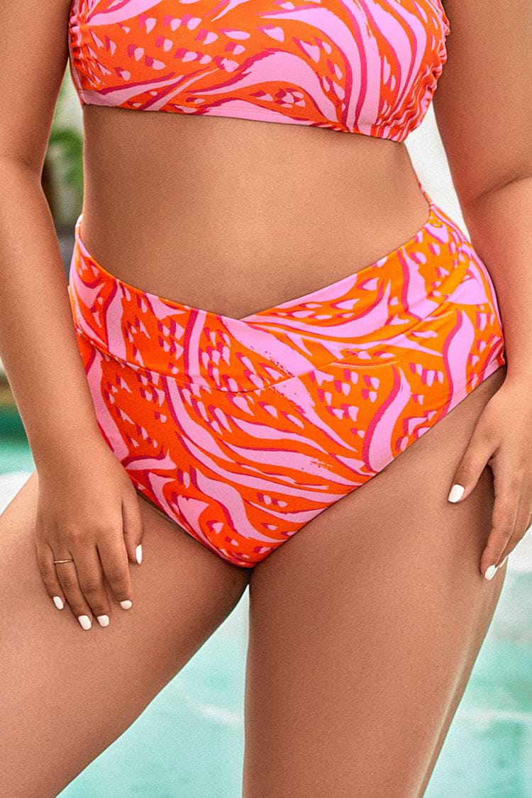 Street Art Bikini Bottom de Talla grande Cintura alta Estampado animal