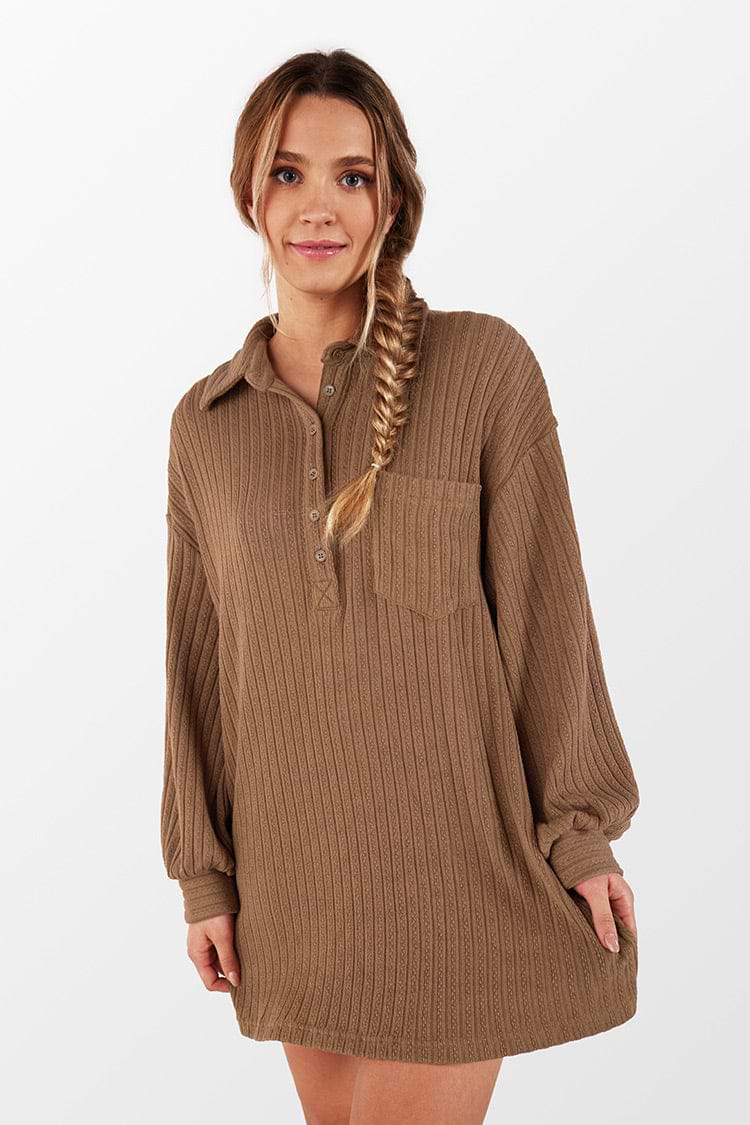 Shayla Loose Waist Buttoned Collar Shirt Dress