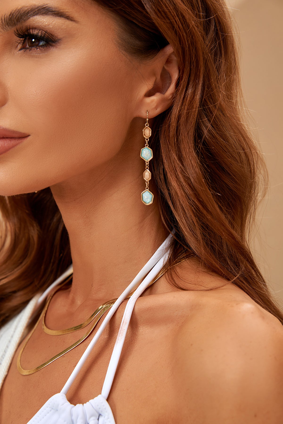 Boucles d'oreilles géométriques azur