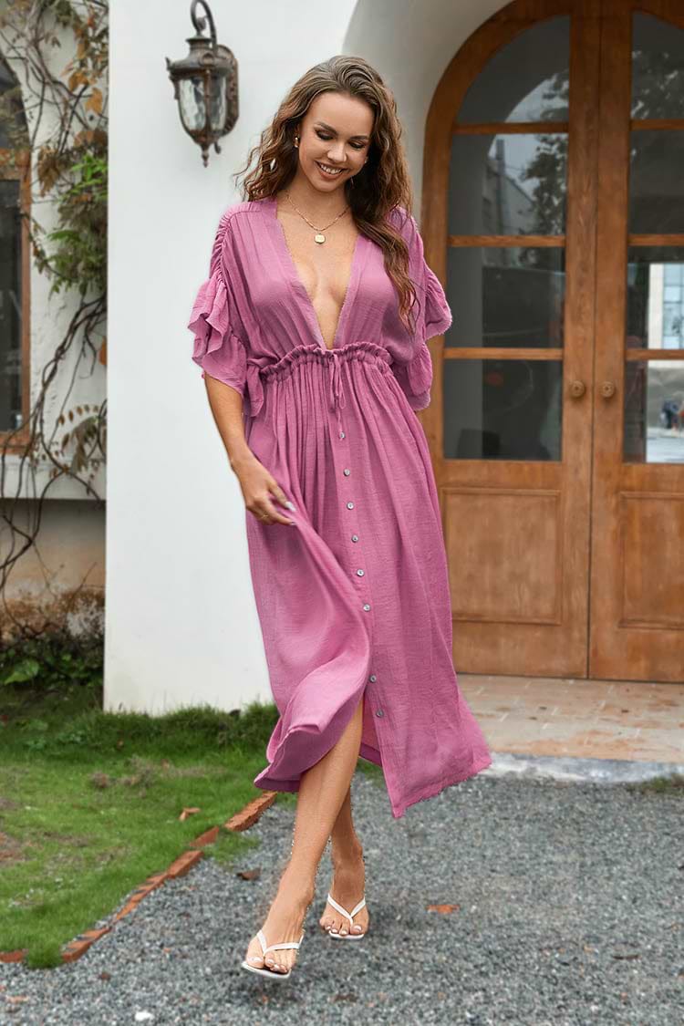 Rückenfreies Kleid mit Kordelzug