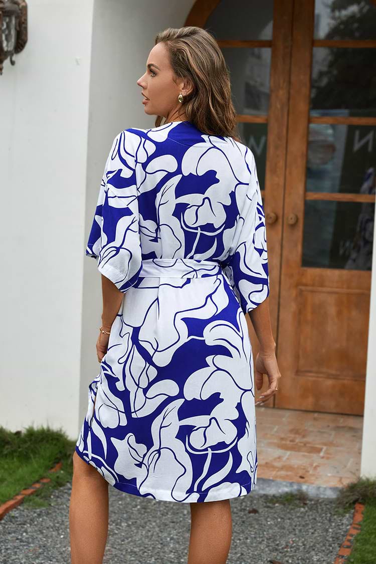 Delores Kimono con Escote V Frente abierto Lazos