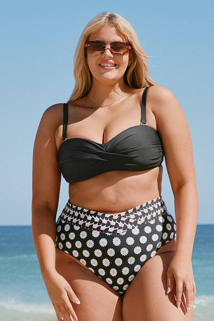 Große Größen Bikini-Set mit Twist und High waist