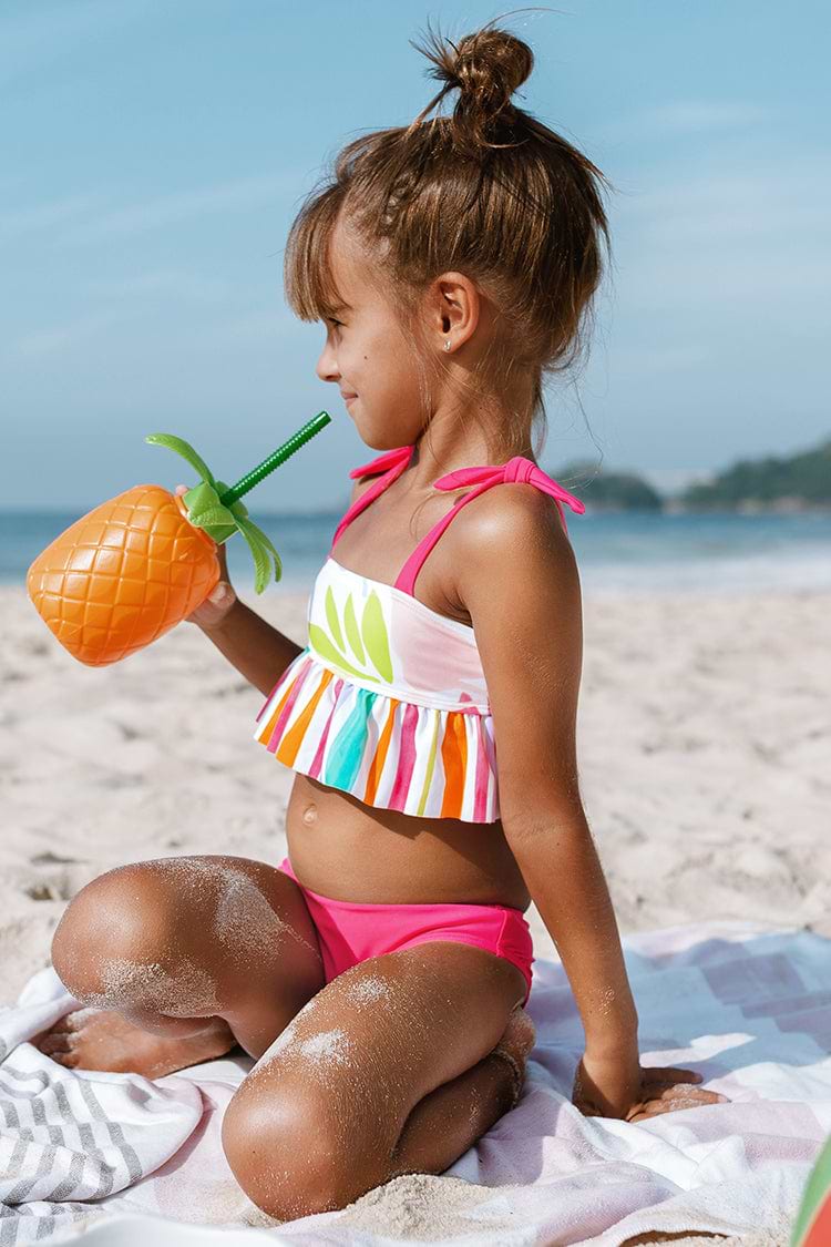 Conjunto de bikini Tankini con volantes y estampado floral e hipster