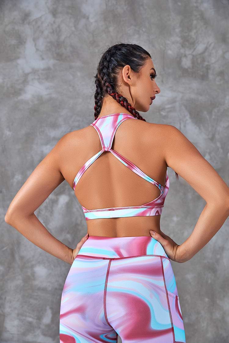 Amor Marble Criss Cross Sports Bra