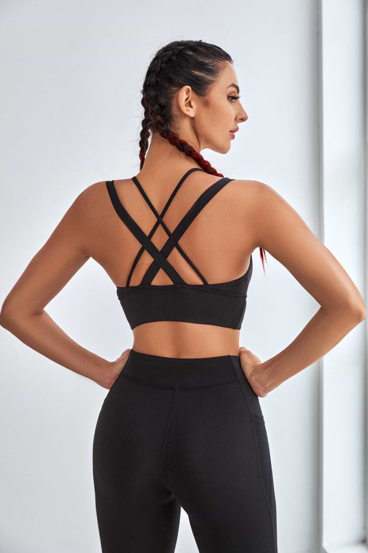 Soutien-gorge de sport à bretelles croisées noir