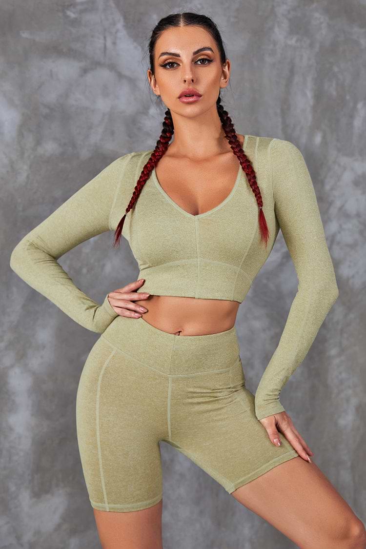 Rose Garden V-neck Top And Shorts Set