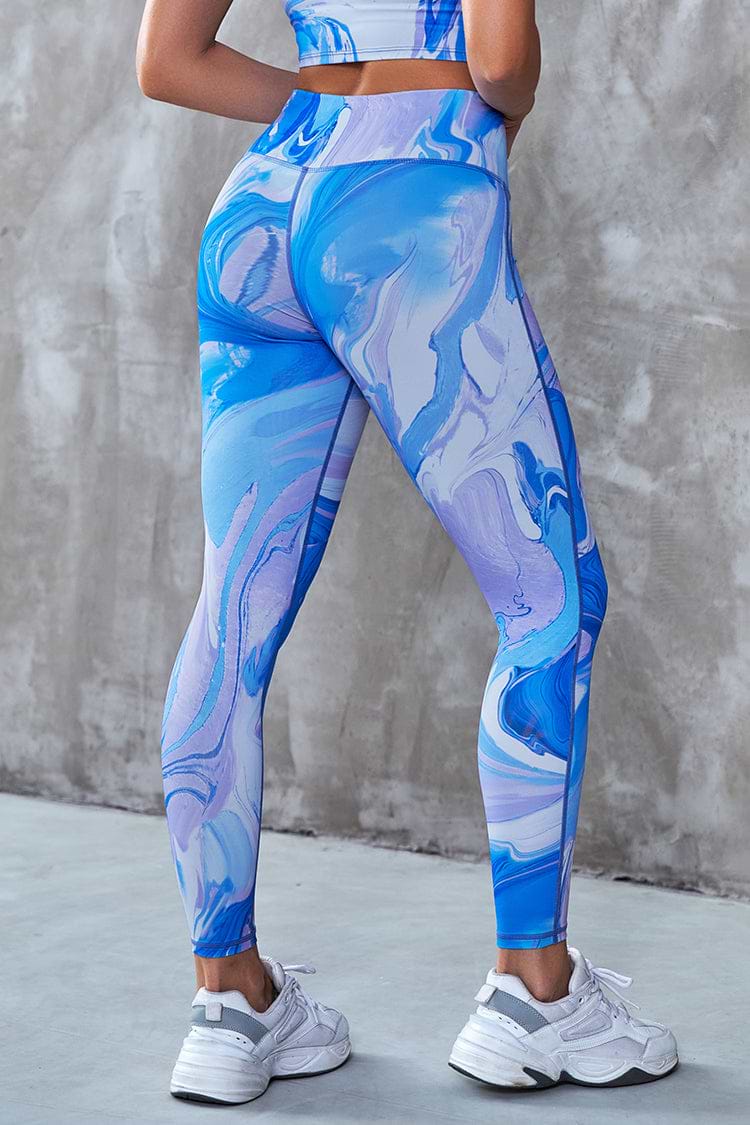 Elastische Marmor-Leggings mit High waist