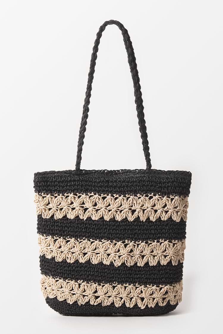 Kelly Bolsa de hombro negra con flores blancas