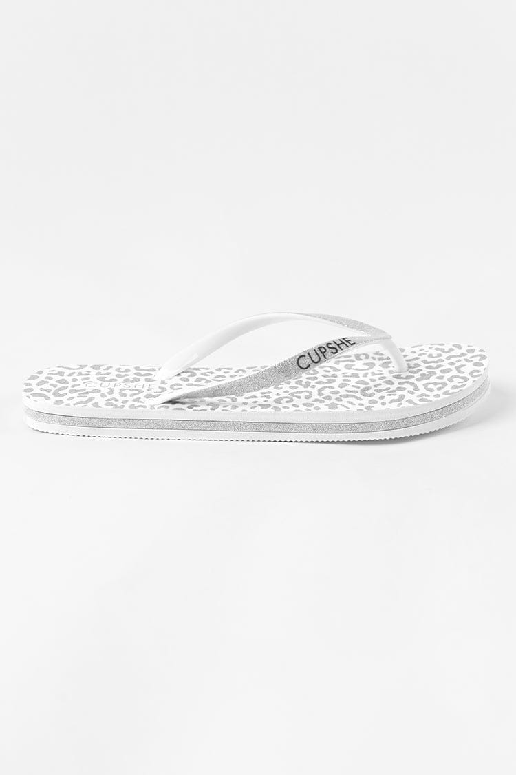 Tongs blanches à imprimé animalier