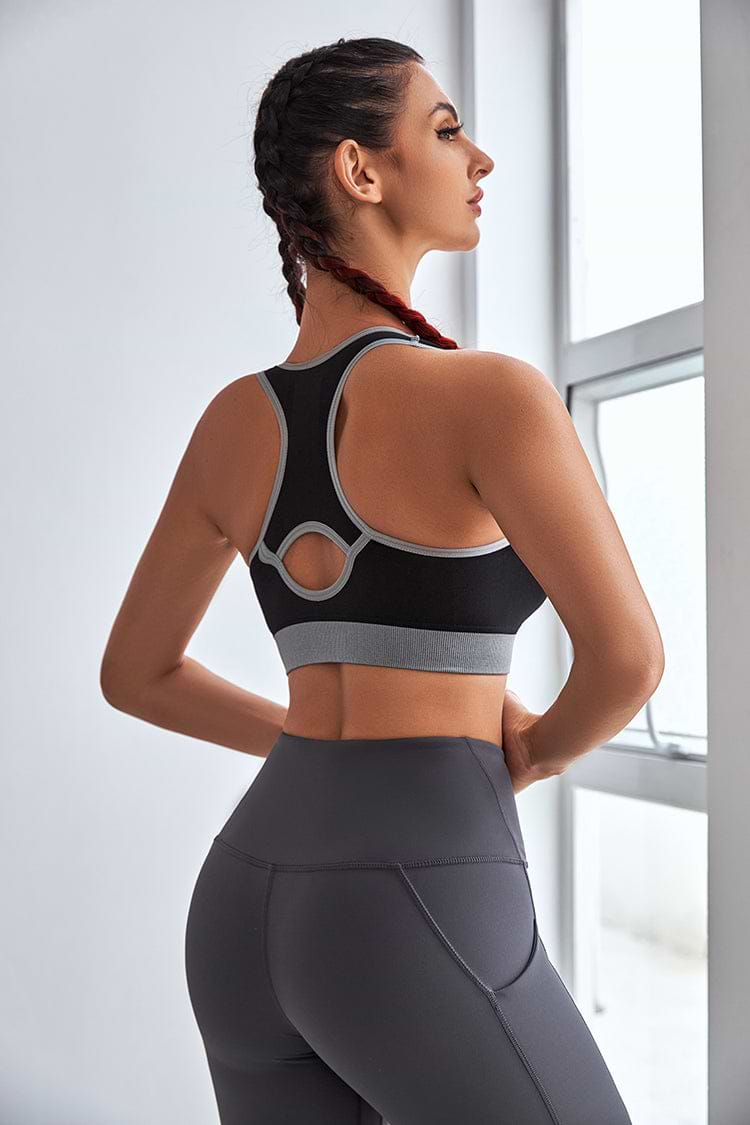 Soutien-gorge de sport à découpes avec zip sur le devant