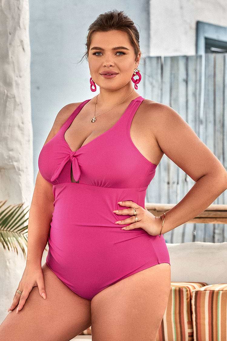 Maillot de bain une pièce grande taille noué de lapin sur le devant