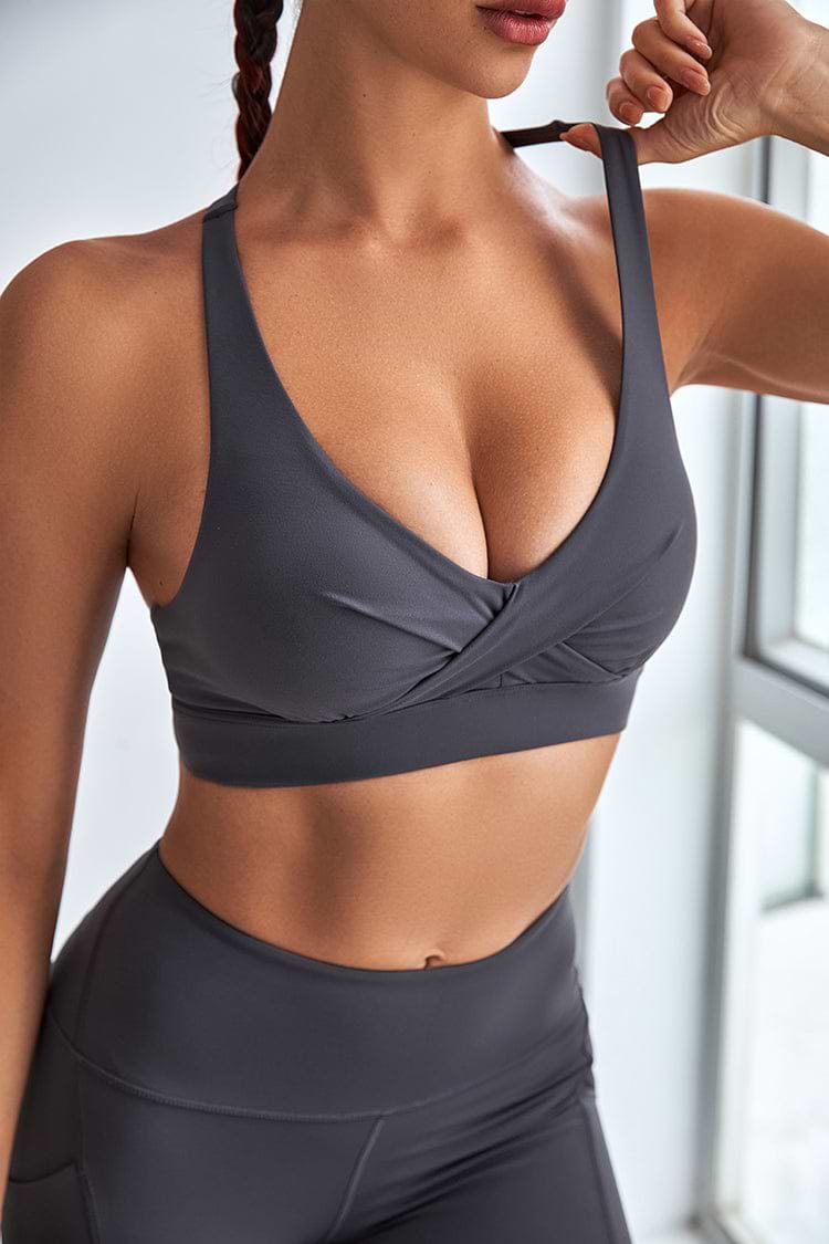 Brassière de sport cache-cœur gris