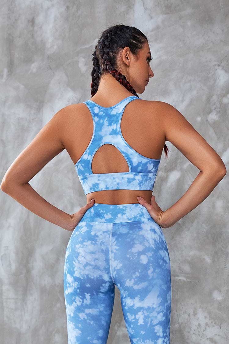 Moonstone Cut out Tie Dye Sports Bra