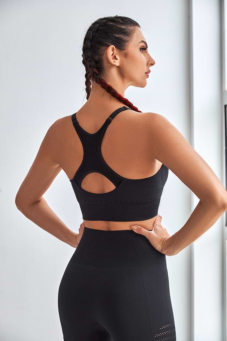 Blythe Black U-neck Medium Support Sports Bra