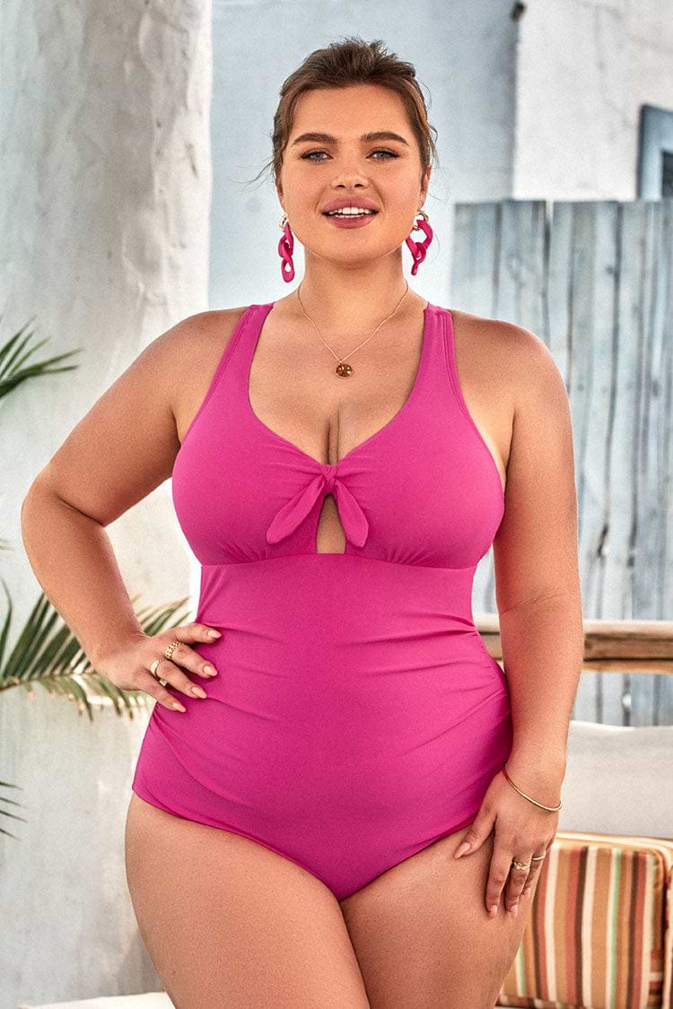 Street Art Bunny Tie Front Tummy Control Plus Size One Piece