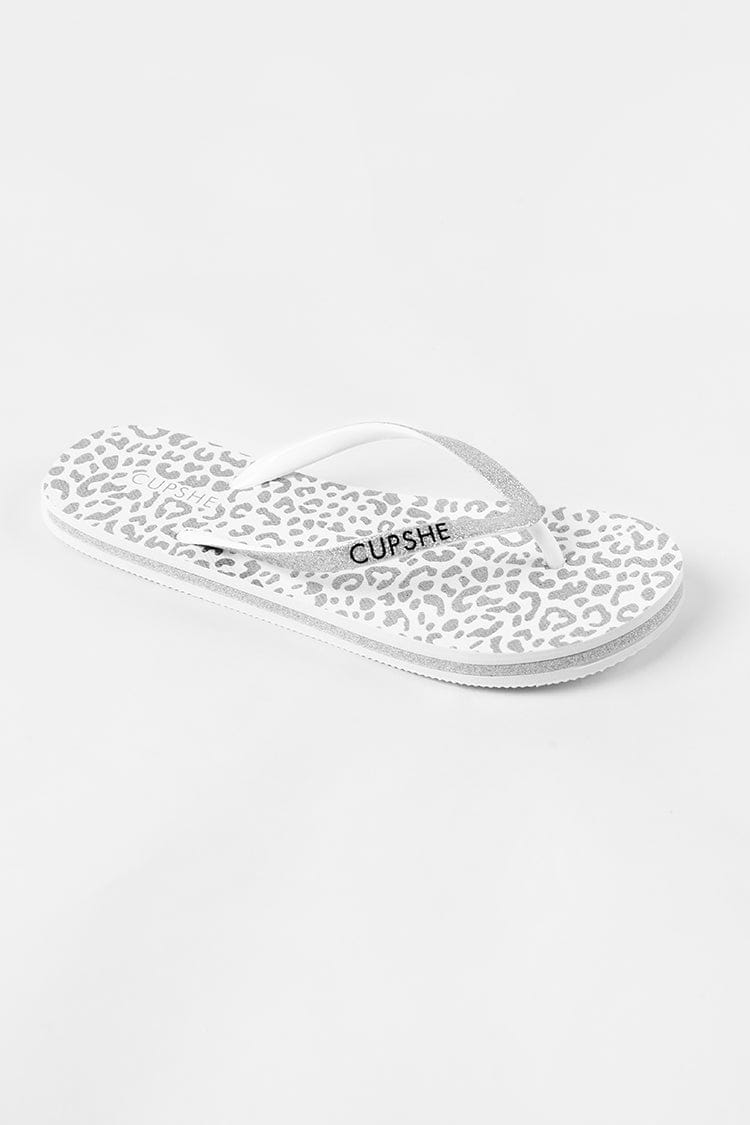 Weiße Zehentrenner-Sandalen mit Tier-Prints