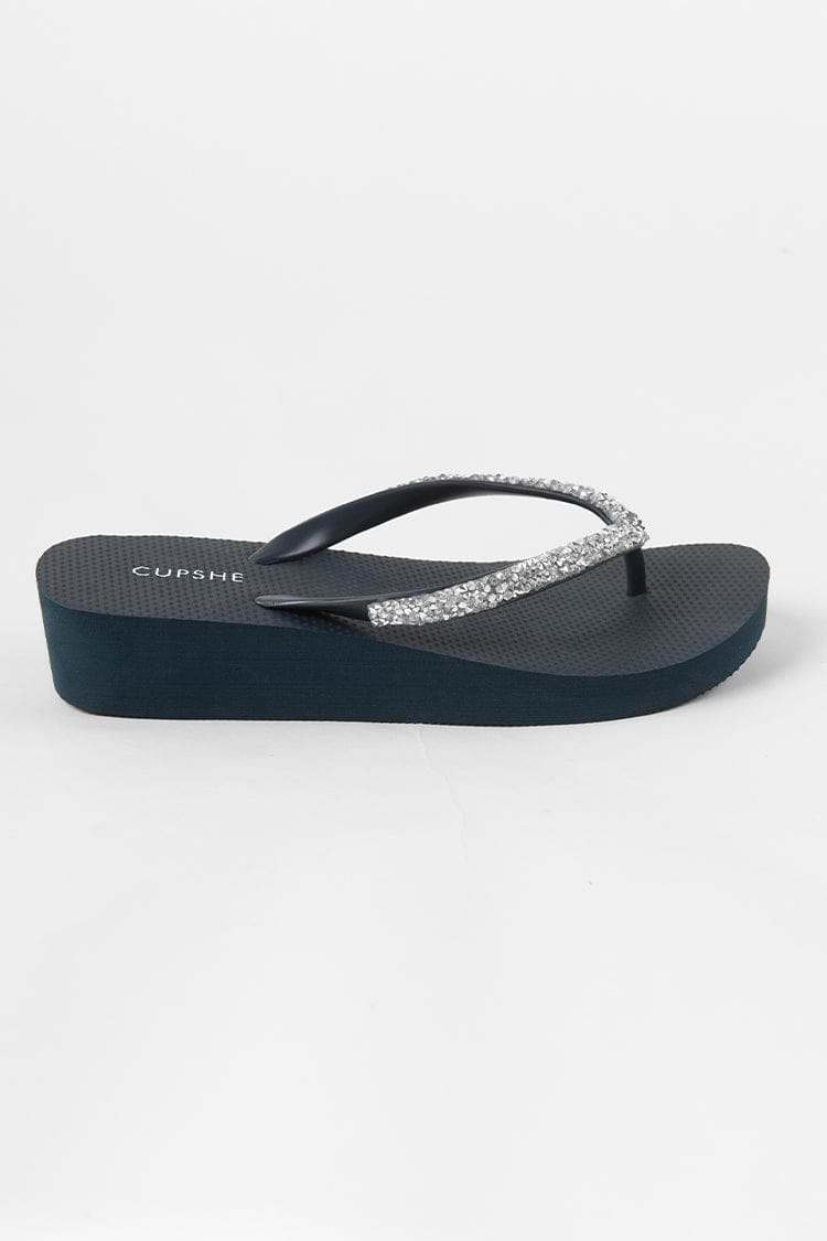 Marineblaue Kristall-Sandalen