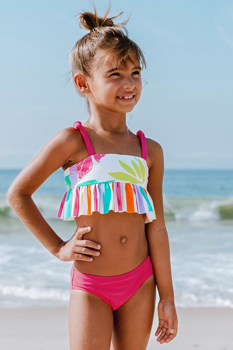 Conjunto de bikini Tankini con volantes y estampado floral e hipster